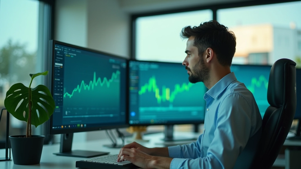 Finanzanalyse von grünen Anleihen und CO2-Zertifikaten im modernen Büroumfeld