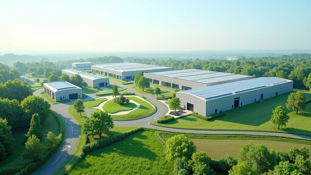 Grüne Industriezone mit nachhaltigen Produktionsanlagen und modernem Design